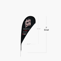 Small 7 ft single sided teardrop flag dimensions, shown with Ardor Printing branding