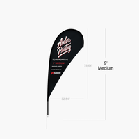 Medium 9 ft single sided teardrop flag dimensions, shown with Ardor Printing branding