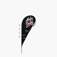 Teardrop flag assembly: slide the flag sleeve down over the pole set, shown with Ardor Printing branding