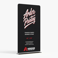 Tension fabric banner stand, 48 x 90 in, with a printed fabric graphic showing Ardor Printing branding