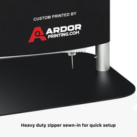 Close-up of the heavy duty zipper sewn into the tension fabric graphic for quick setup, Ardor Printing branding