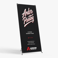 X-stand banner stand, 32 x 71 in, with a printed banner showing Ardor Printing branding
