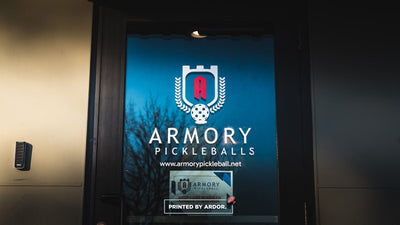 Armory Pickleball logo window decals, view 2 by Ardor Printing