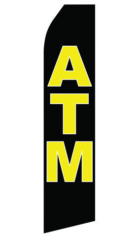ATM econo feather flag, 16 ft, single-sided, design 1046