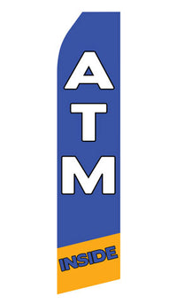 ATM Inside econo feather flag, 16 ft, single-sided, design 0105