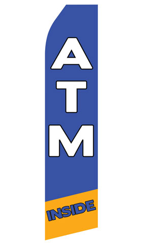 ATM Inside econo feather flag, 16 ft, single-sided, design 1039
