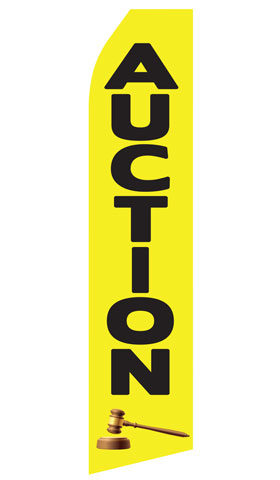 Auction econo feather flag, 16 ft, single-sided, design 0190
