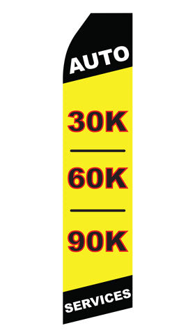 Auto 30K 60K 90K Services econo feather flag, 16 ft, single-sided
