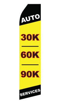 Auto 30K 60K 90K Services econo feather flag, 16 ft, single-sided
