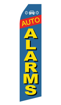 Auto Alarms econo feather flag, 16 ft, single-sided, design 0005