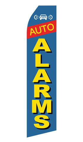 Auto Alarms econo feather flag, 16 ft, single-sided, design 0005