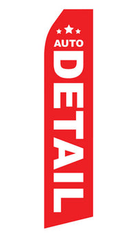 Auto Detail econo feather flag, 16 ft, single-sided, design 0002