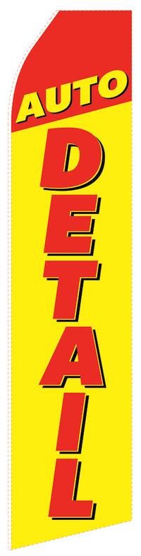 Auto Detail econo feather flag, 16 ft, single-sided, design 0661