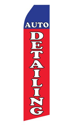 Auto Detailing econo feather flag, 16 ft, single-sided