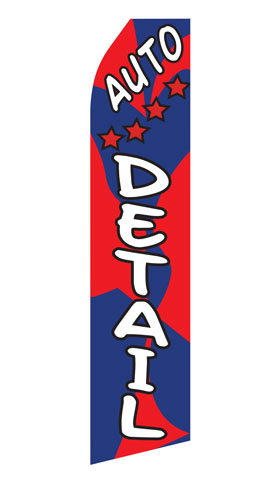 Auto Detailing Service econo feather flag, 16 ft, single-sided