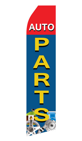 Auto Parts econo feather flag, 16 ft, single-sided, design 0007