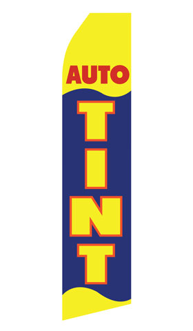 Auto Tint econo feather flag, 16 ft, single-sided, design 0010