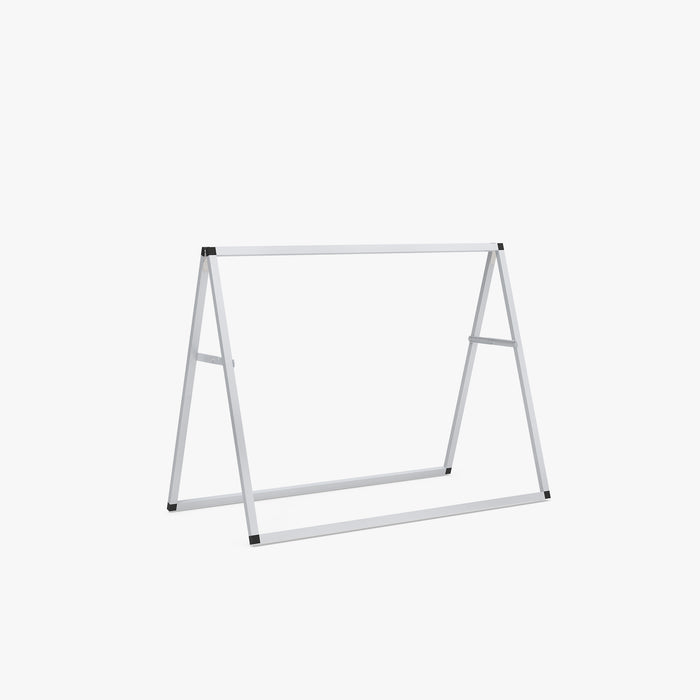 4 ft aluminum banner A-frame stand, hardware only, shown without a banner