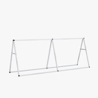 8 ft aluminum banner A-frame stand with three A-shaped supports, hardware only