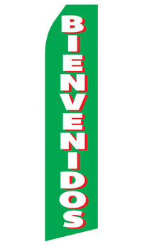 Bienvenidos econo feather flag, 16 ft, single-sided, design 0621