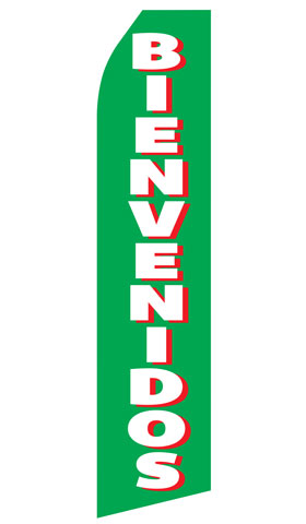 Bienvenidos econo feather flag, 16 ft, single-sided, design 0621