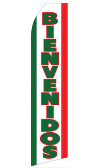 Bienvenidos econo feather flag, 16 ft, single-sided, design 1221