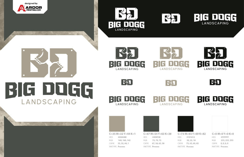 Big Dogg Landscaping logo design and brand sheet