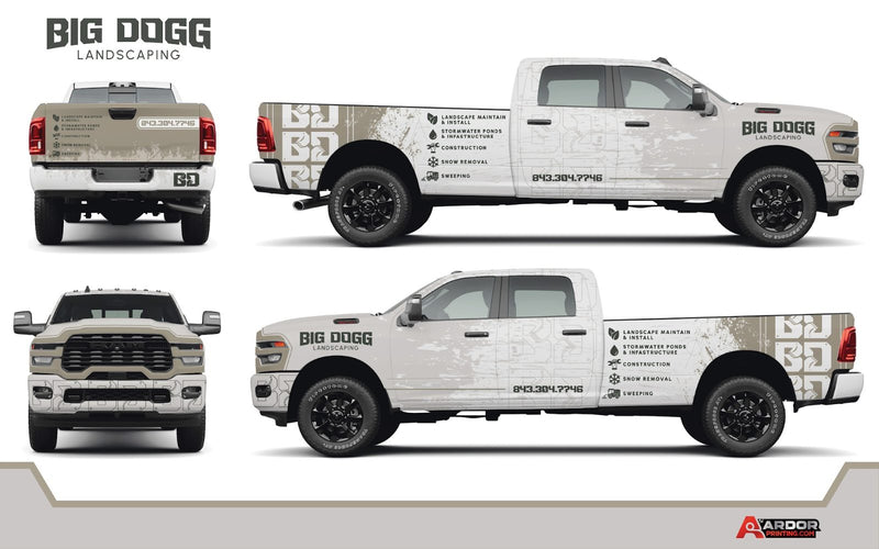 Big Dogg Landscaping full truck wrap design proof