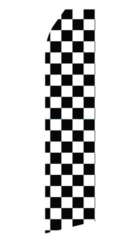 Black and White Checkered econo feather flag, 16 ft, single-sided, design 0042