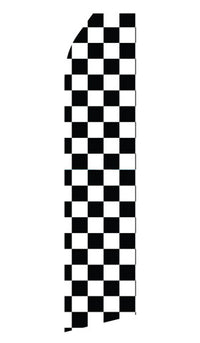 Black and White Checkered econo feather flag, 16 ft, single-sided, design 0042