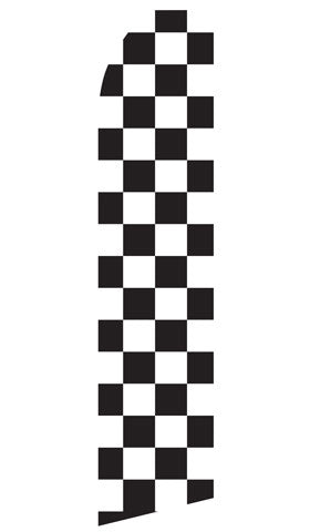 Black and White Checkered econo feather flag, 16 ft, single-sided, design 0285