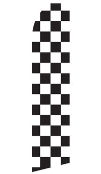 Black and White Checkered econo feather flag, 16 ft, single-sided, design 0285