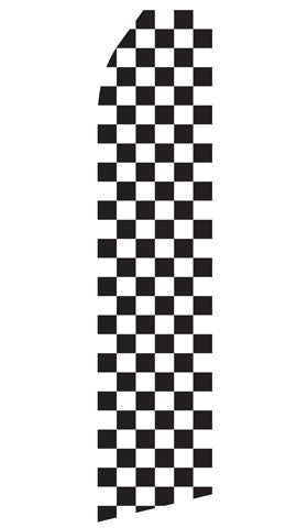 Black and White Checkered econo feather flag, 16 ft, single-sided, design 1703