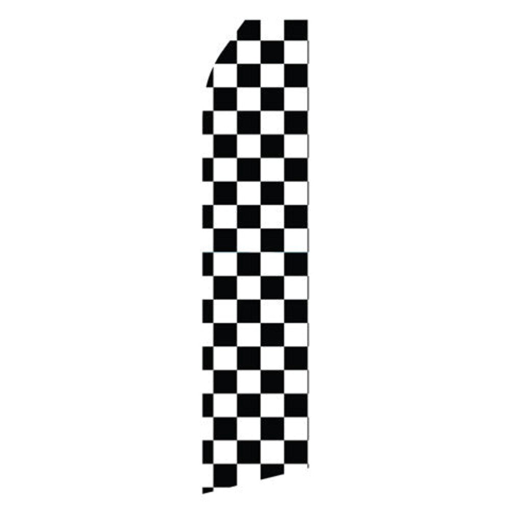 Black and White Checkered econo feather flag, 16 ft, single-sided, design 0042