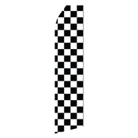 Black and White Checkered econo feather flag, 16 ft, single-sided, design 0042