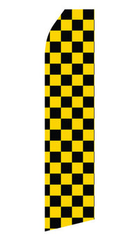 Black and Yellow Checkered econo feather flag, 16 ft, single-sided, design 0043