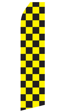 Black and Yellow Checkered econo feather flag, 16 ft, single-sided, design 0286