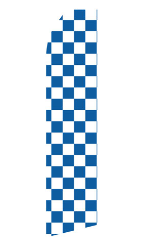 Blue and White Checkered econo feather flag, 16 ft, single-sided, design 0044