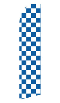 Blue and White Checkered econo feather flag, 16 ft, single-sided, design 0044