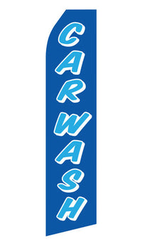 Blue Car Wash econo feather flag, 16 ft, single-sided, design 0308