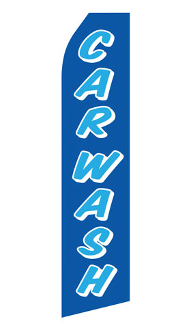 Blue Car Wash econo feather flag, 16 ft, single-sided, design 0308