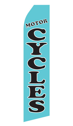 Blue Motorcycle econo feather flag, 16 ft, single-sided