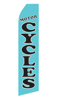 Blue Motorcycle econo feather flag, 16 ft, single-sided