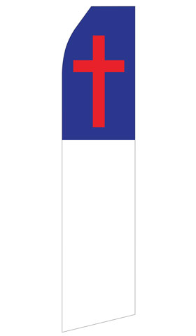Blue Red White Cross econo feather flag, 16 ft, single-sided