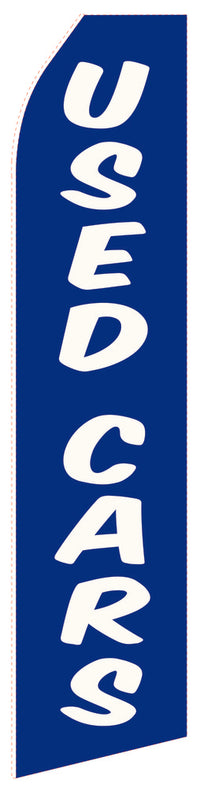 Blue Used Cars econo feather flag, 16 ft, single-sided, design 1822