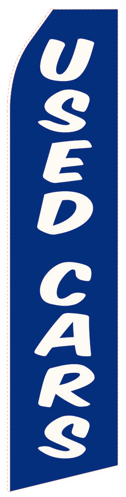 Blue Used Cars econo feather flag, 16 ft, single-sided, design 1822