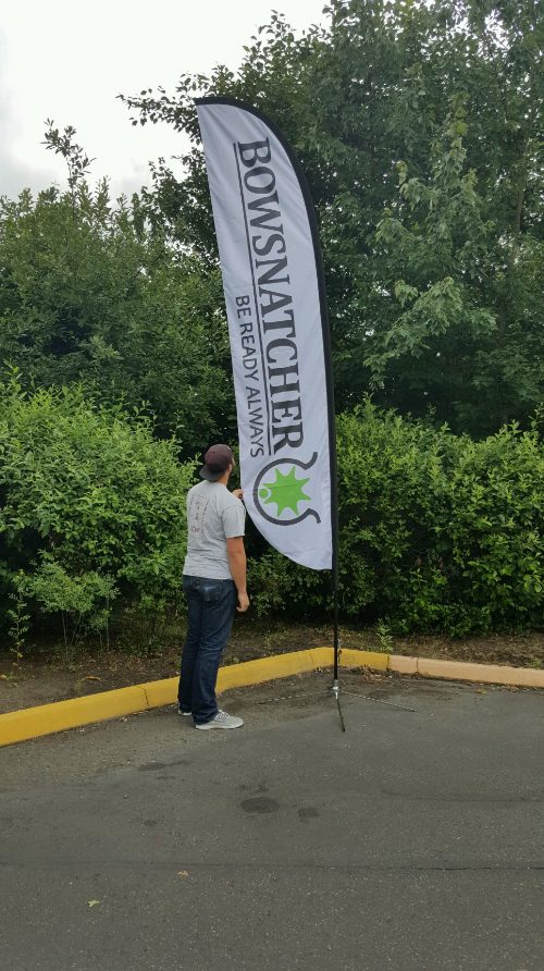 Bowsnatcher "Be Ready Always" custom feather flag printed by Ardor Printing