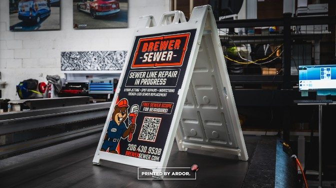 Brewer Sewer A-frame sign by Ardor Printing