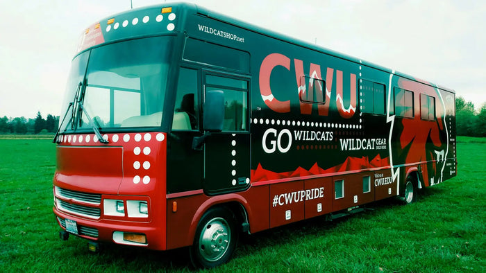 Full bus wrap for Central Washington University Wildcats