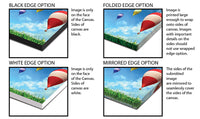 Canvas wrap edge options: black edge, folded edge, white edge and mirrored edge